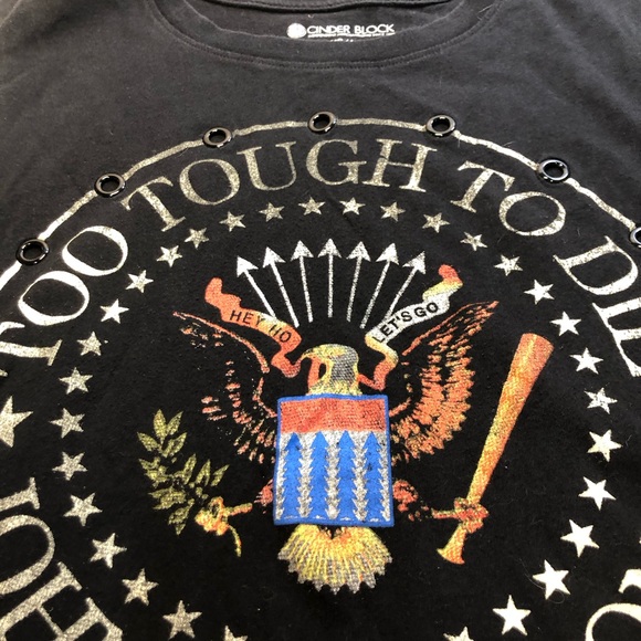 Johnny Ramone Too Tough to Die sleeveless tee Cinder Block with eyelet front L - Picture 3 of 8